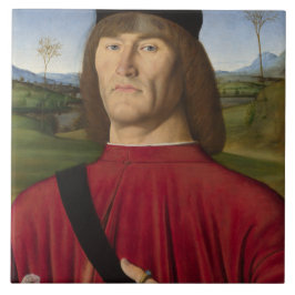 Sterk Man met een roze anjer (renaissance Art) Tegeltje