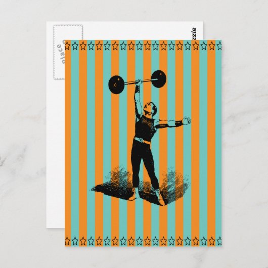 sterk man met strepen sjabloon briefkaart (Voorkant / Achterkant)