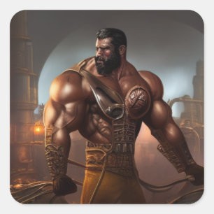 Sterk Man Vierkante Sticker