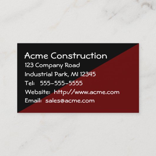 Sterk mannelijk Geen Frills Bruin en Zwart Vlak Visitekaartje (Voorkant)