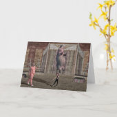 Sterk meisje in circus kaart (Gele Bloem)