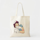 Sterk Retro Verpleegster Karakter Tote Bag (Voorkant)