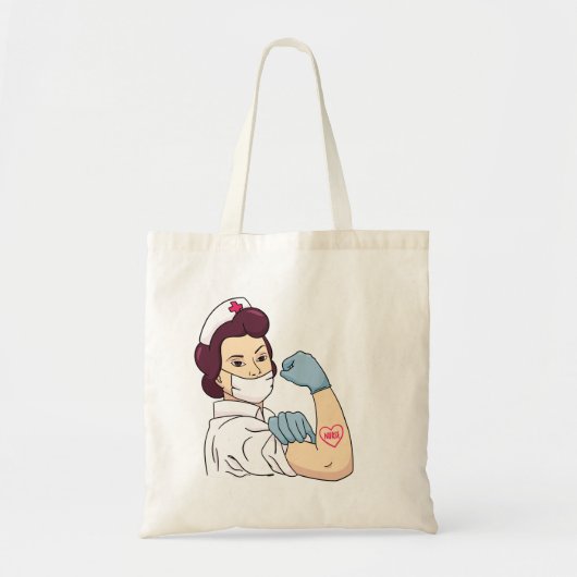 Sterk Retro Verpleegster Karakter Tote Bag (Voorkant)
