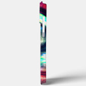 Sterk rood tot blauwe spiraal over grijze ruwe vor Case-Mate iPhone case (Achterkant / Links)