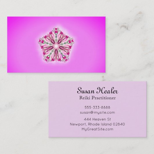 *~* Sterk roze gloedster Mandala Healer Reiki Visitekaartje (Voorkant / Achterkant)