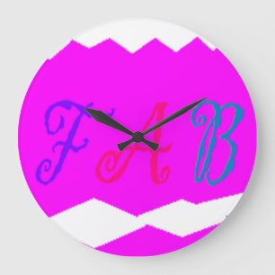 Sterk roze ontwerp van de Fab met gekleurde tekst Grote Klok