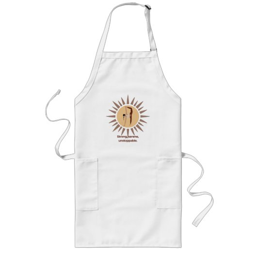 Sterk, sereen, onstuitbaar – Yoga Sunburst-houding Lang Schort (Voorkant)