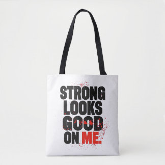 Sterk staat goed op mij – Gym Motivatie Typografie Tote Bag