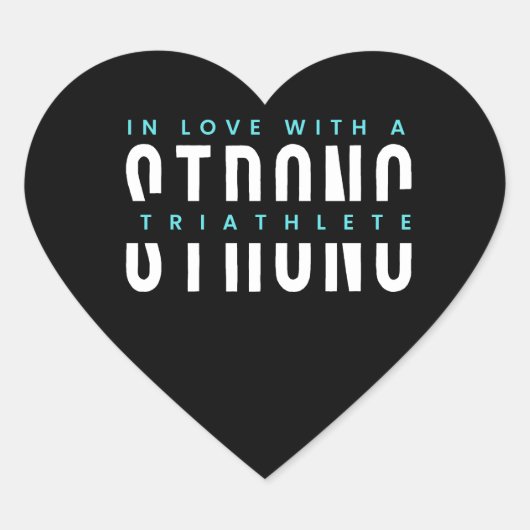 Sterk triatleet zwart hart en witteTypografie Hart Sticker (Voorkant)