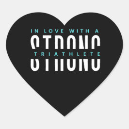 Sterk triatleet zwart hart en witteTypografie Sticker