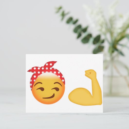 Sterk vrouw emoji briefkaart (Staand voorkant)