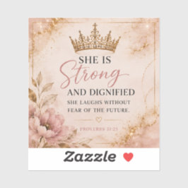 Sterk & Waardig Spreuken 31:25 Inspirerend Sticker