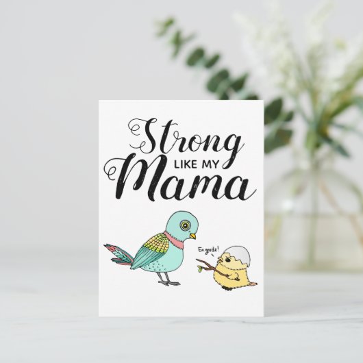 Sterk zoals mijn mama | Funny Moeder & Baby Vogels Briefkaart (Staand voorkant)