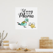 Sterk zoals mijn mama | Funny Moeder & Baby Vogels Poster (Keuken)