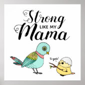 Sterk zoals mijn mama | Funny Moeder & Baby Vogels Poster (Voorkant)