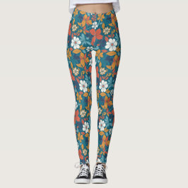 Sterk zomerbloempatroon leggings
