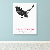 Sterk zwart-wit Bald Eagle Motivatie Canvas Afdruk (Insitu (Houten vloer))