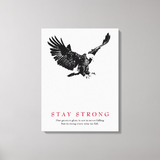 Sterk zwart-wit Bald Eagle Motivatie Canvas Afdruk (Voorkant)