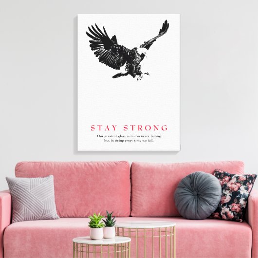 Sterk zwart-wit Bald Eagle Motivatie Canvas Afdruk (Insitu (Woonkamer))