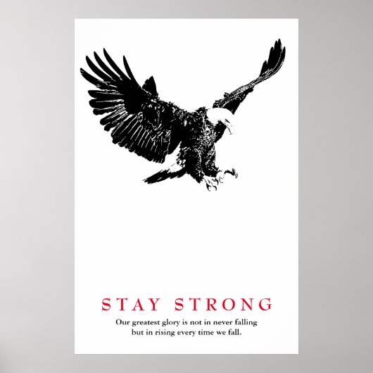 Sterk zwart-wit Bald Eagle Motivatie Poster (Voorkant)