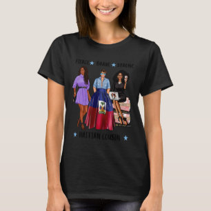 Sterke Afro Haïtiaanse neef Haïti vlag Latina T-shirt