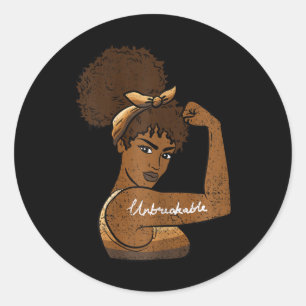 Sterke Afro Vrouw Zwarte Geschiedenis Maand Mannen Ronde Sticker
