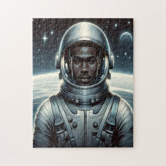 Sterke astronaut in de ruimte legpuzzel