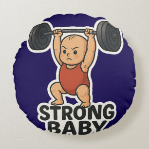 Sterke Baby Gewichten Sticker Rond Kussen