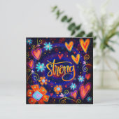Sterke Bloemige Harten Kleurrijke Inspirerende Bedankkaart (Staand voorkant)