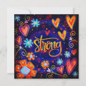 Sterke Bloemige Harten Kleurrijke Inspirerende Bedankkaart (Voorkant)