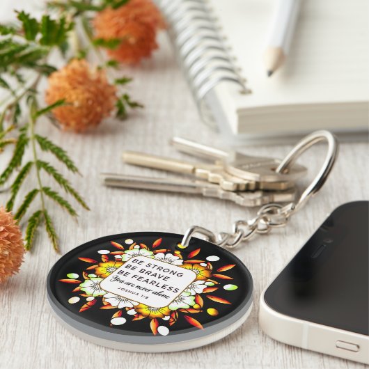 Sterke Brave Fearless - Bijbelse Verse  Sleutelhanger (Voorkant Rechts)