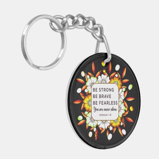 Sterke Brave Fearless - Bijbelse Verse  Sleutelhanger (Voorkant Links)