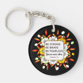 Sterke Brave Fearless - Bijbelse Verse  Sleutelhanger (Voorkant)