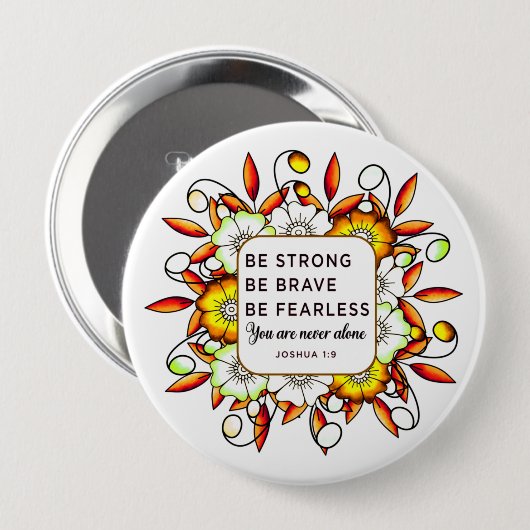 Sterke Brave Fearless - Bijbelversies Ronde Button 4,0 Cm (Voorkant /achterkant)