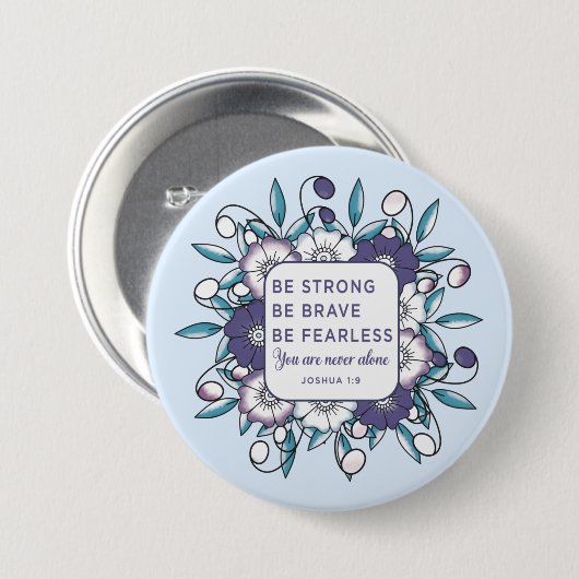 Sterke Brave Fearless - Bijbelversies Ronde Button 7,6 Cm (Voorkant /achterkant)
