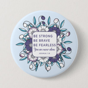 Sterke Brave Fearless - Bijbelversies Ronde Button 7,6 Cm