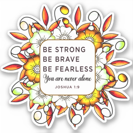 Sterke Brave Fearless - Bijbelversies Sticker (Voorkant)