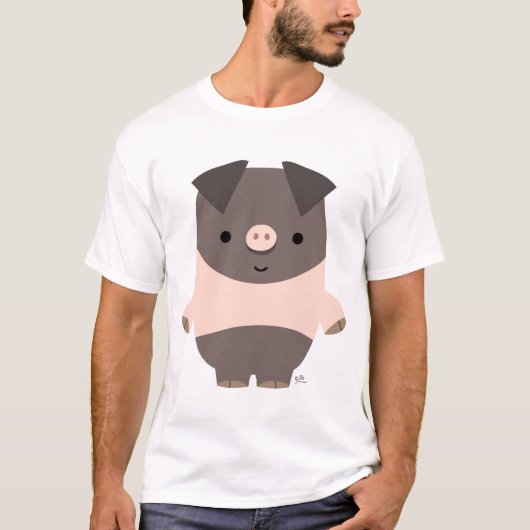 Sterke Cartoon Aangepast T-shirt pig (Voorkant)