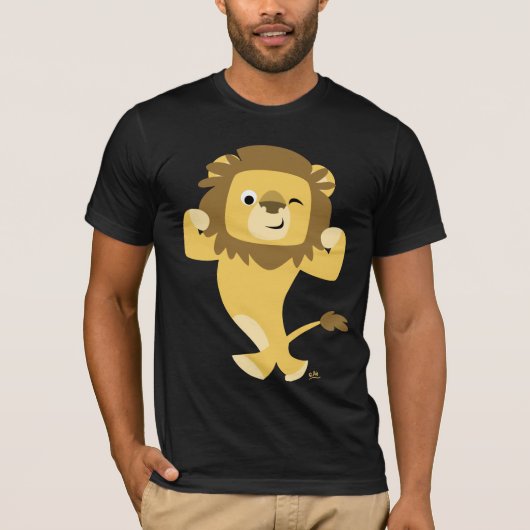 Sterke Cartoon Lion T-shirt (Voorkant)
