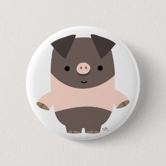 Sterke Cartoon Varkenspiebadge Ronde Button 5,7 Cm