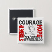 Sterke Courage Hope Lung Cancer Vierkante Button 5,1 Cm (Voorkant /achterkant)