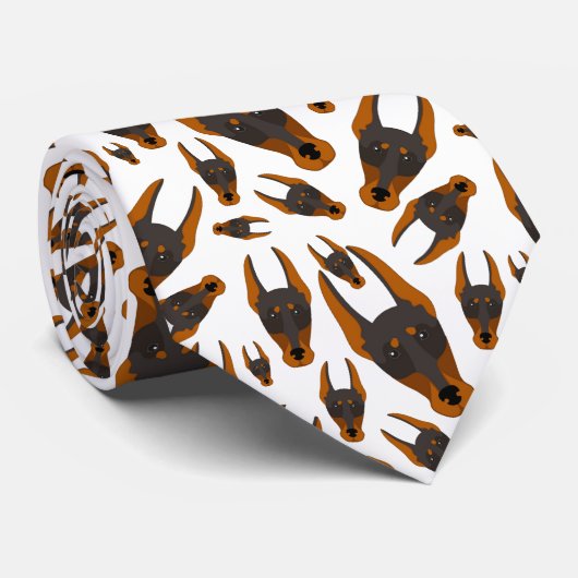 Sterke Dobie Dog Doberman Pinscher Custom Puppy Stropdas (Opgerold)