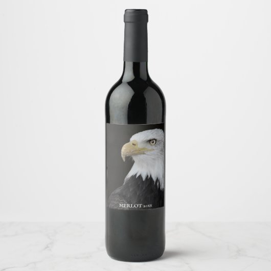 Sterke Elegant Bald Eagle Custom Wine Labels Wijn Etiket (Voorkant)