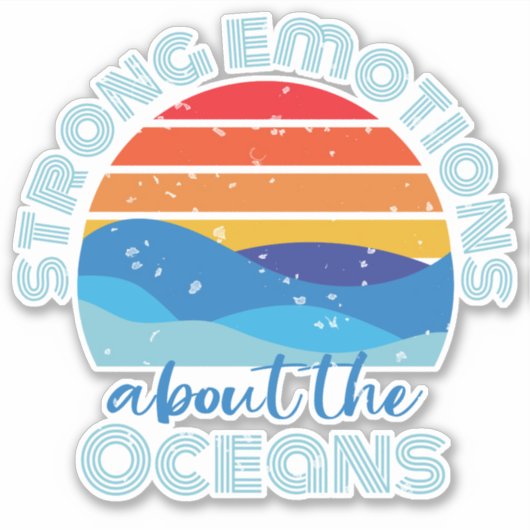 Sterke emoties over de oceanen Retro Sunset Sticker (Voorkant)