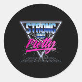 Sterke en  90s 80s Vaporwave Bodybuilding G Ronde Sticker (Voorkant)