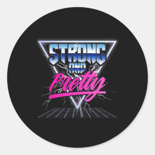 Sterke en 90s 80s Vaporwave Bodybuilding G Ronde Sticker