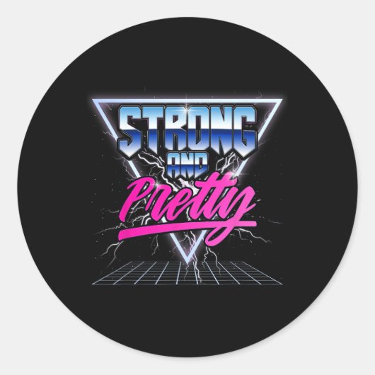 Sterke en 90s 80s Vaporwave Bodybuilding G Ronde Sticker (Voorkant)