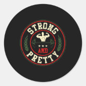 Sterke en  gym Workout Bodybuilding Barbell Ronde Sticker (Voorkant)