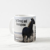 Sterke en moedige bijbel Verse Deut 31-paarden zij Koffiemok (Voorkant links)