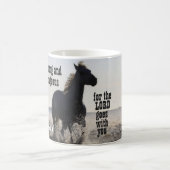 Sterke en moedige bijbel Verse Deut 31-paarden zij Koffiemok (Center)